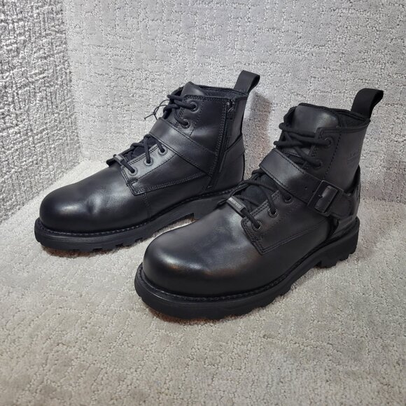 Harley Davidson Men's Size US 10 Black Leather Moc Toe Motorcycle Riding Boots. - Picture 6 of 10